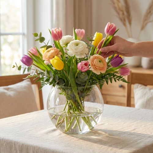 gjenstander Ballvase Glassvase Klar rundbordsvase Blomstervase Ø15,5cm H12,5cm