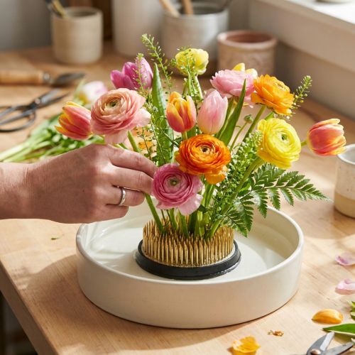 Plug-in pinnsvin Kenzan rund blomst pinnsvin sølv messing Ø60mm | Floristik24.no