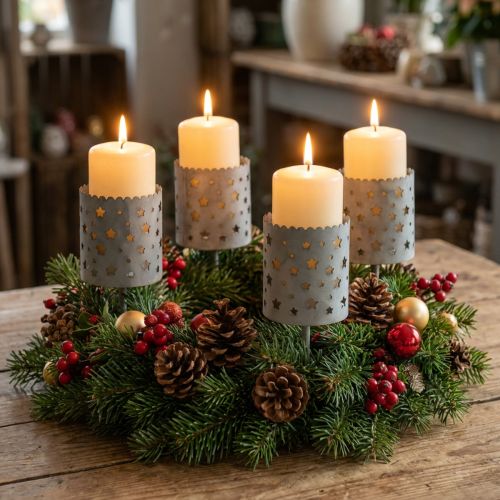 Lysholder for å stikke adventskrans Ø6,5cm H14cm 4 stk | Floristik24.no
