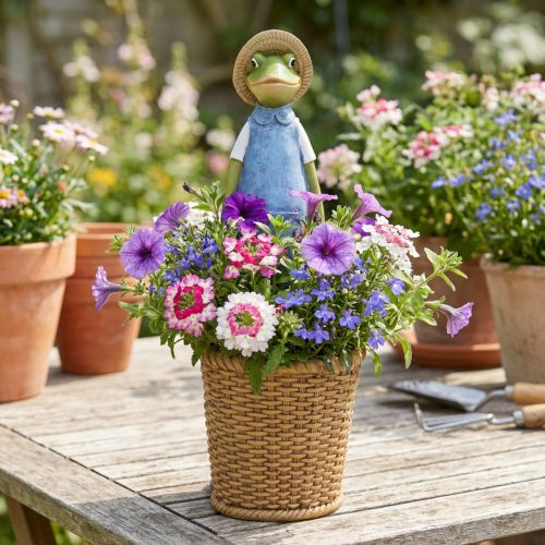 Frog deco planter polyresin borddekorasjon sommer H31,5cm | Floristik24.no