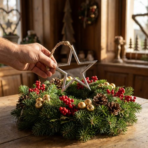 Julepyntstjerne, adventsdekorasjon, stjerneanheng sølv B15,5cm | Floristik24.no