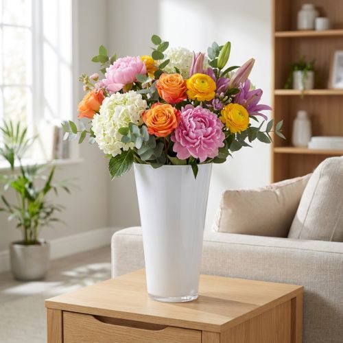Vase “Fizzy” Ø20cm H35cm hvit 1 stk | Floristik24.no