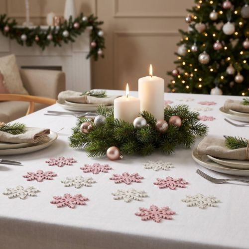 gjenstander Snowflake 4cm rosa/hvit med glitter 72 stk