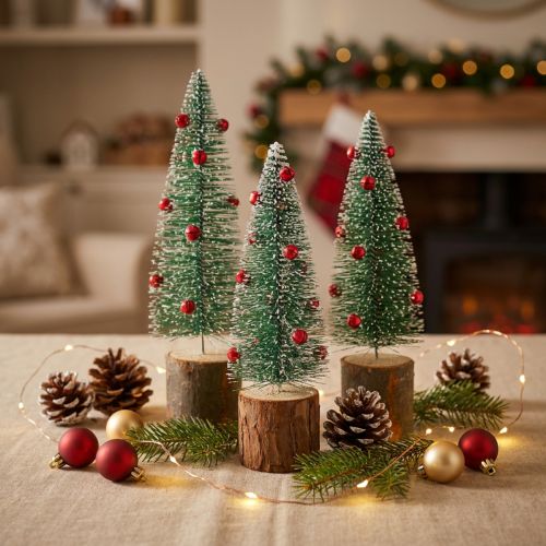 Juletre grønt snødd Ø6cm H20cm 4stk | Floristik24.no