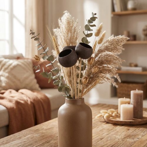 gjenstander Tørkede blomster dekorative klokkekopper på stilk sort 44cm 3 stk