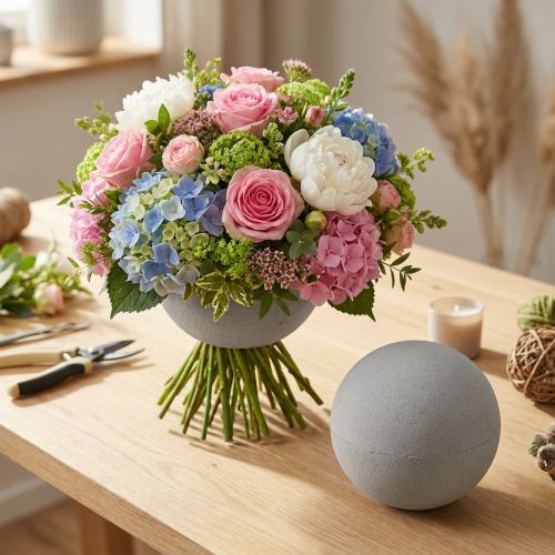 Blomsterskum kule pluggbar kule grå Ø12cm 6 stk | Floristik24.no