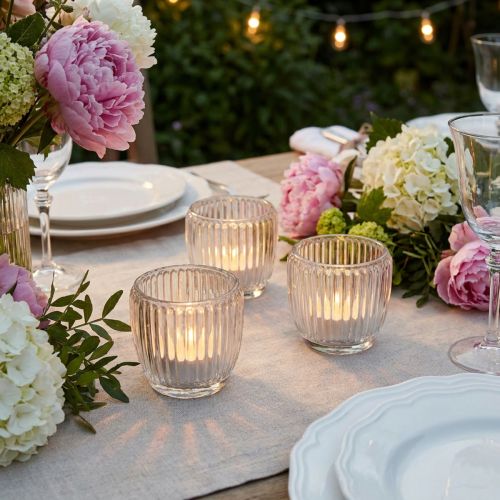 Lysglass lyktglass med riller klar Ø7cm 6 stk | Floristik24.no