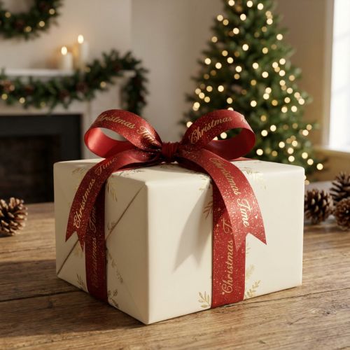 gjenstander Christmas Ribbon Christmas Time Ribbon Rødt Gull 15mm 20m