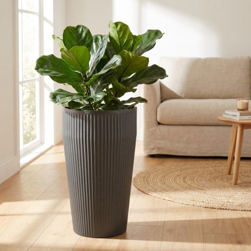 gjenstander Gulvvase plastplanter antrasitt Ø28cm H46,5cm