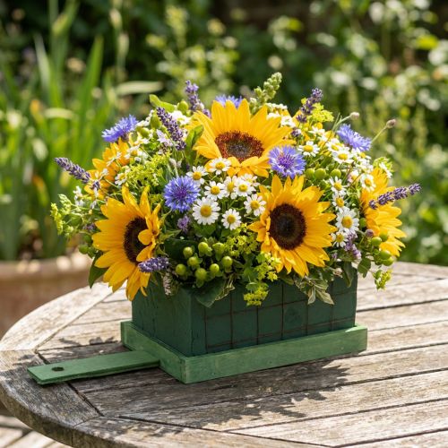 Floral skum murstein grønn metall tre 4 stk arrangement base | Floristik24.no