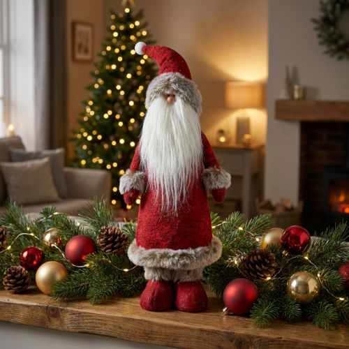 Pynt julenisse stående Pynt figur julenisse Rød H41cm | Floristik24.no