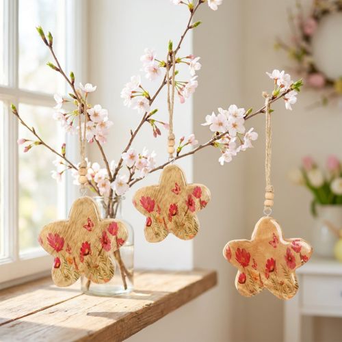 gjenstander Treanheng Vårblomster i Naturrosa H9cm 4 stk