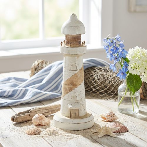 Fyrtre Maritim Dekorasjon Naturhvit Ø10,5 cm H28,5 cm | Floristik24.no