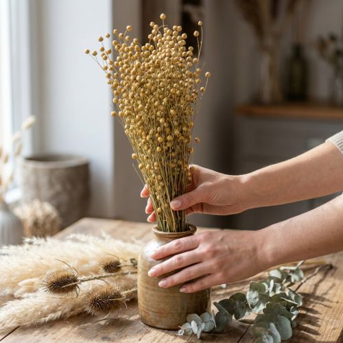 gjenstander Tørket lin, tørket florist, naturlig lin naturfarge L40–55cm 85g