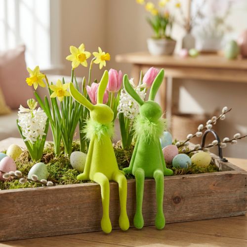 gjenstander Påskehare-hylleholder dekorativ figur for festlig vårdekorasjon i huset 36 cm 2 stk