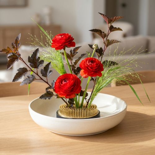 gjenstander Rund messingblomstpinnsvin til blomsteroppsatser og ikebana