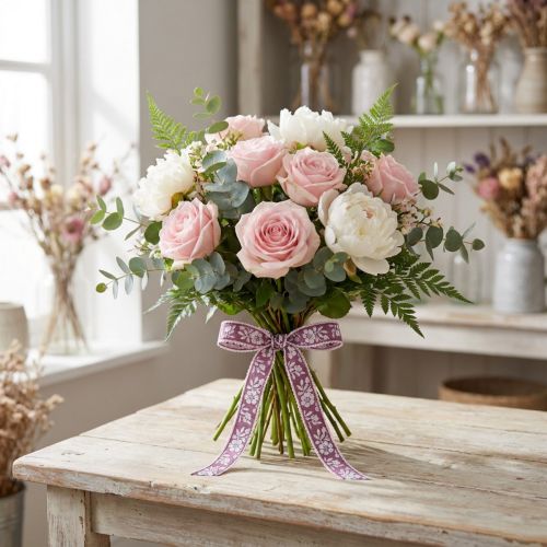 gjenstander Gavebånd blomster dekorativt bånd Mauve 15mm 25m