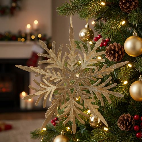 gjenstander Snowflake 3D effekt gull 16cm x 15,5cm 2 stk