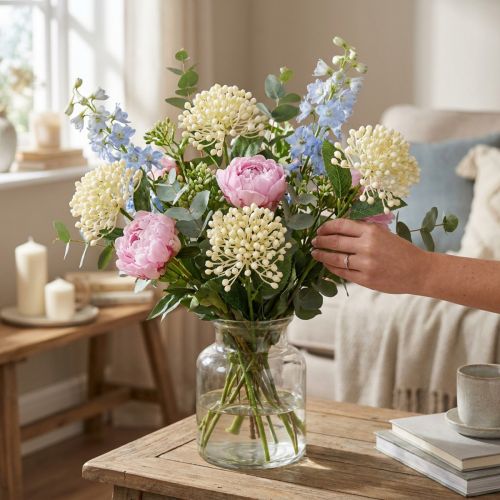Hortensia knopp gren 55cm krem 6stk | Floristik24.no