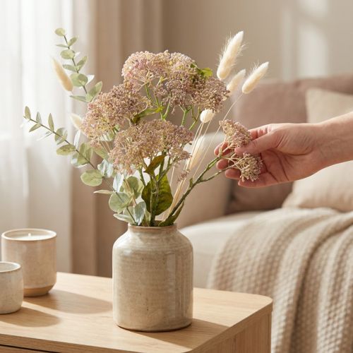 Dekorativ gren sedum lyserød 58cm | Floristik24.no