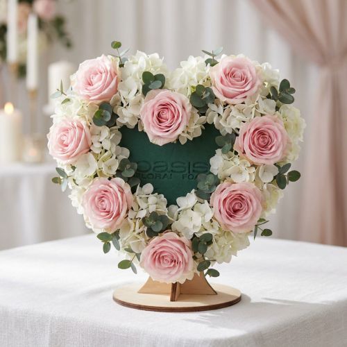 gjenstander Blomsterskum 3D hjerte med fot blomsterskum grønn 30cm x 28cm