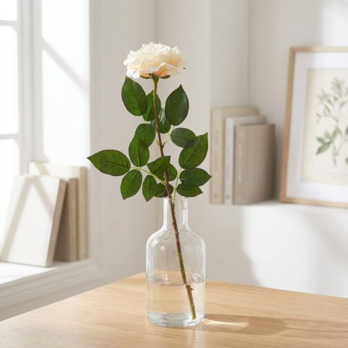 gjenstander Kremhvit aprikosrose, silkeblomst, kunstige roser L72cm Ø12cm