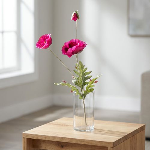 Kunstige valmuer dekorative silkeblomster rosa 70cm | Floristik24.no