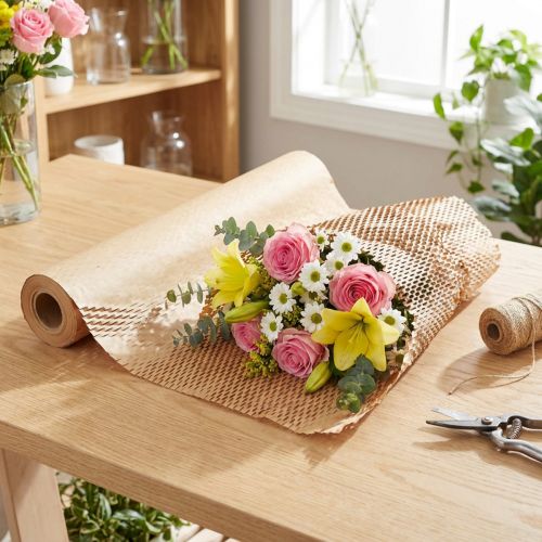 gjenstander Honeycomb papir naturlig brunt innpakningspapir B50,5cm L2500cm