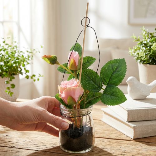 Rose i glassrosa H23cm | Floristik24.no