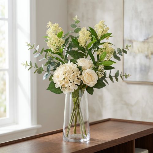 gjenstander Kunstige blomsterkrem Skimmia japonica Skimmie 45cm 2stk