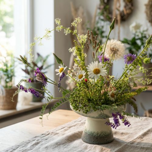 Dekorativ keramikkskål, kremgrågrønn, Ø20 cm, H16 cm | Floristik24.no