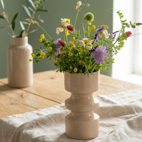 Metallblomstervase cappuccino brun emalje Ø9 cm H17,5 cm | Floristik24.no