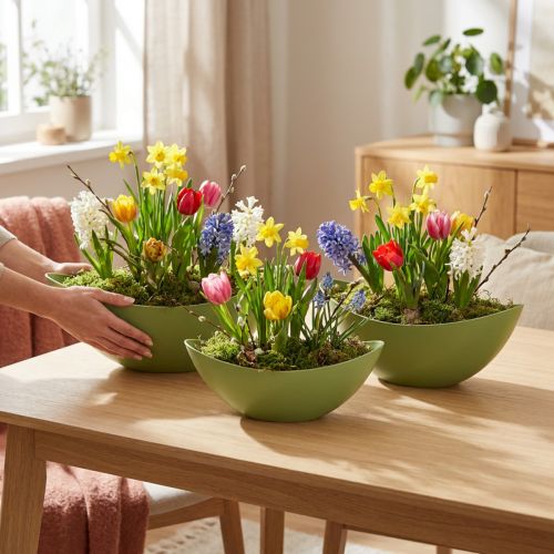 gjenstander Plantebåt plast pynteskål grønn 28×9×9cm 3stk