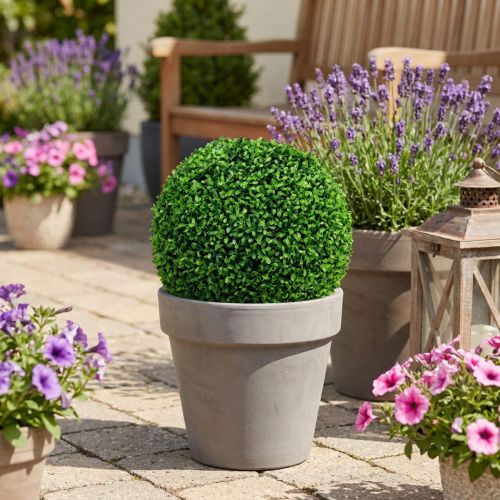 Buksbomkule kunstig buksbomgrønn Ø38cm H35cm | Floristik24.no