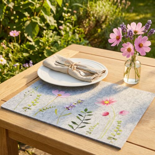 gjenstander Dekkeunderlag bordmatte filtblomster 45x4,5x35cm 4stk