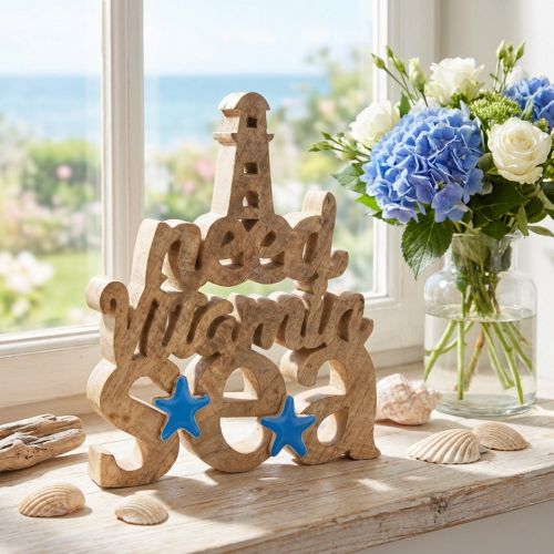 gjenstander Maritim tredekor “I need vitamin sea” mangotre 27×33cm