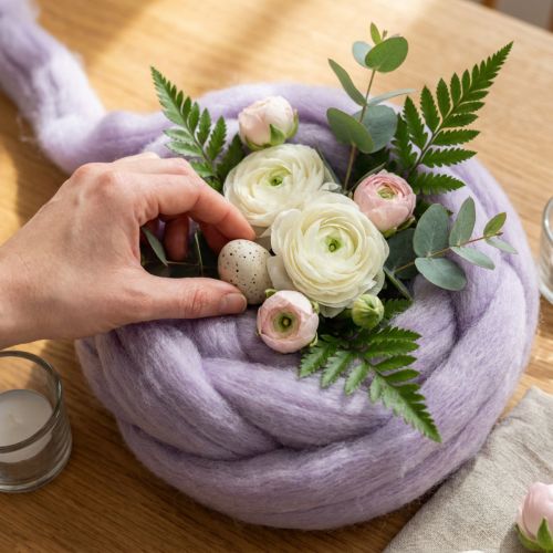 Ulsnor, lys lilla ullbånd, 10 m dekorativ ull til blomsterdekorasjon og håndverk | Floristik24.no