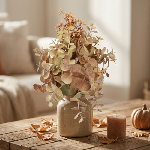 gjenstander Kunstig blomsterbukett eukalyptusdekorasjon 30 cm med knopper