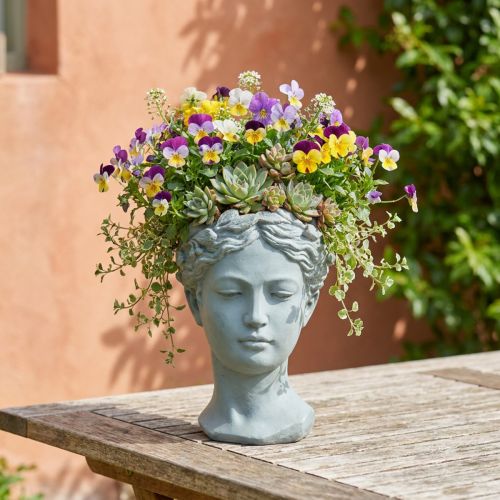 Plantehodebyste gråblå Ø8cm H15cm | Floristik24.no