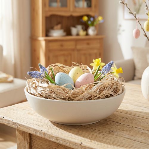 gjenstander Plantebaserte naturfibre, jutefiber, hvitvasket, 300 g, DIY-dekorasjon, blomsterdekorasjon