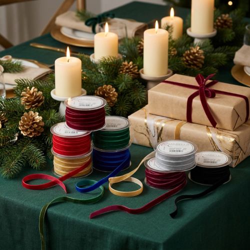 gjenstander Dekorativt bånd Fløyelsbånd 10mm 20m Ulike farger