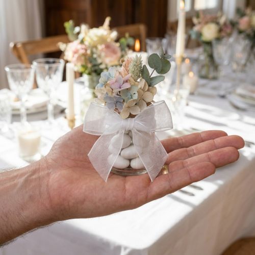 Organza bånd gavebånd hvit bånd kant 40mm 50m | Floristik24.no