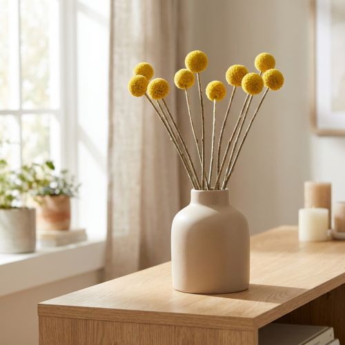 Craspedia tørkede blomster, gule, 70 cm, dekorative, 10 stk. | Floristik24.no