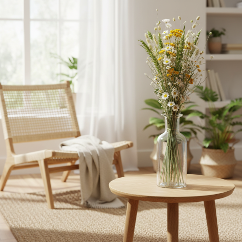 gjenstander Tørket blomsterbukett, elegant tørket blomsterbukett til stue, 50 cm