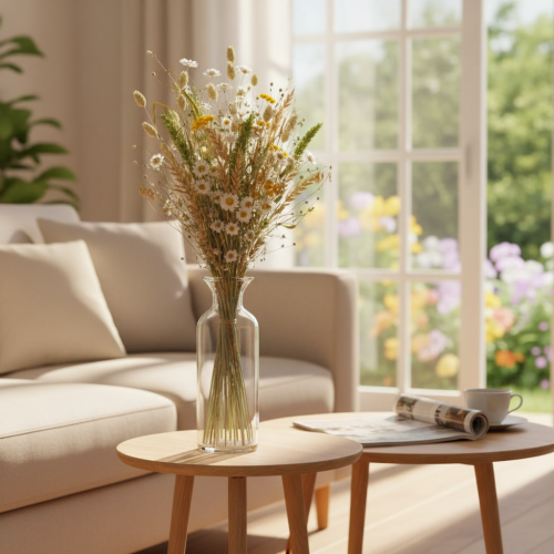 gjenstander Tørket blomsterbukett, elegant tørket blomsterbukett til stue, 50 cm