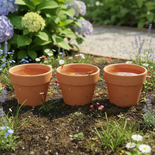 gjenstander Aquasafe vannreservoar med insektsdrikketrau for hage, balkong, terrasse, 12 cm, 3 stk.