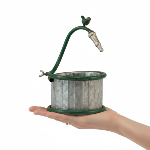 gjenstander Metallplantekasse, regnfat, fugledesign, balkongdekorasjon, Ø15,5 cm