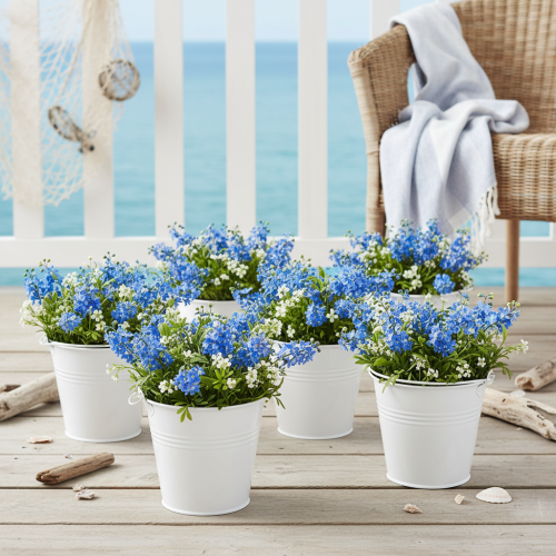 Hvite blikkbøtter Ø14cm H12cm 6 stk | Floristik24.no