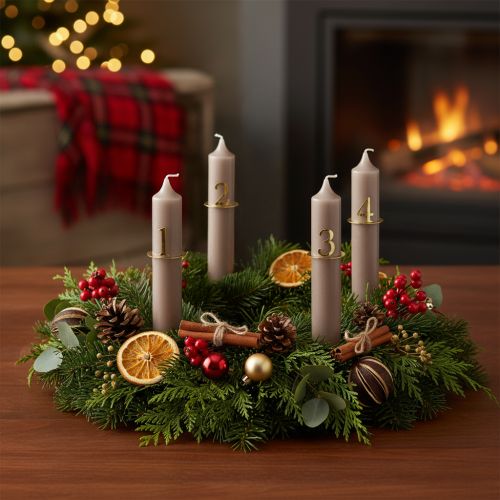 Lysring med konisk lysnummersett til adventskrans 3 cm 4 stk | Floristik24.no