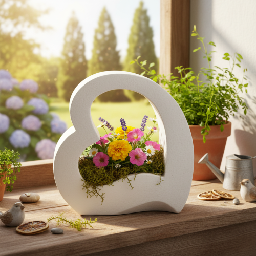 Hjerteformet dekorasjon for planting og blomsteroppsatser, åpen design, moderne hjerteform, 19 cm | Floristik24.no